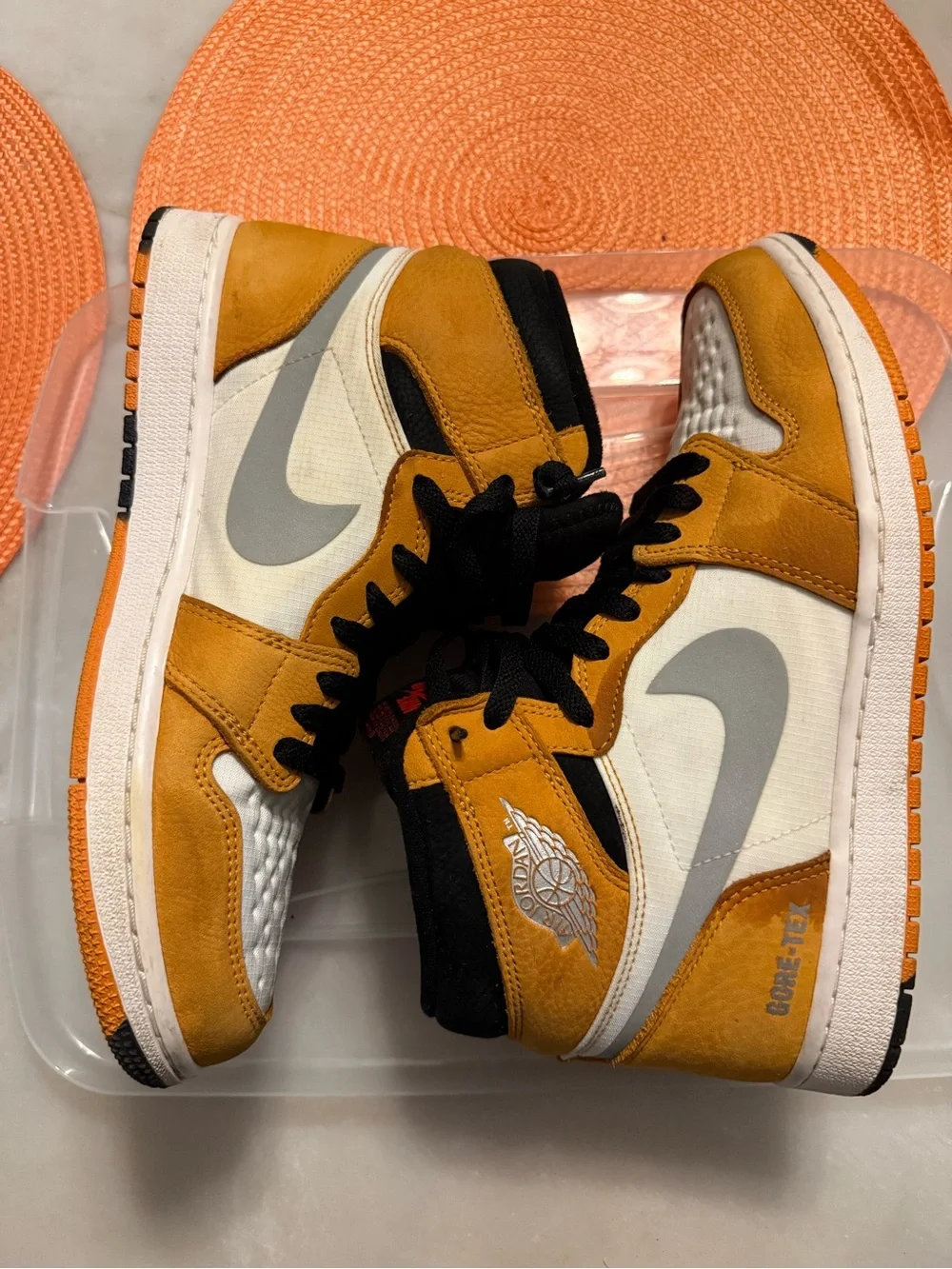 Nike Orange White Black High-Top Sneakers